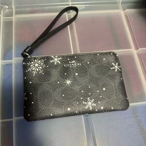 Coach Wristlet With Snowflake Print